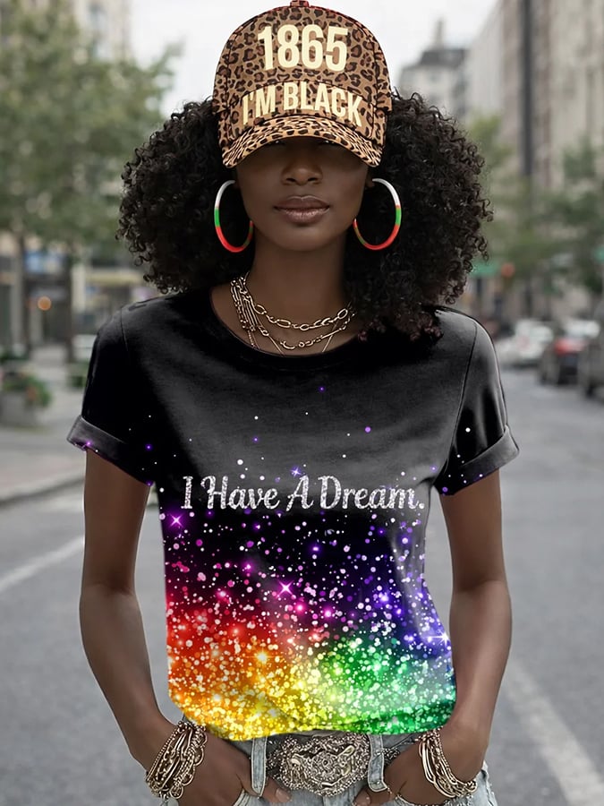 I Have A Dream: Women'S Black Juneteenth Print T-Shirt