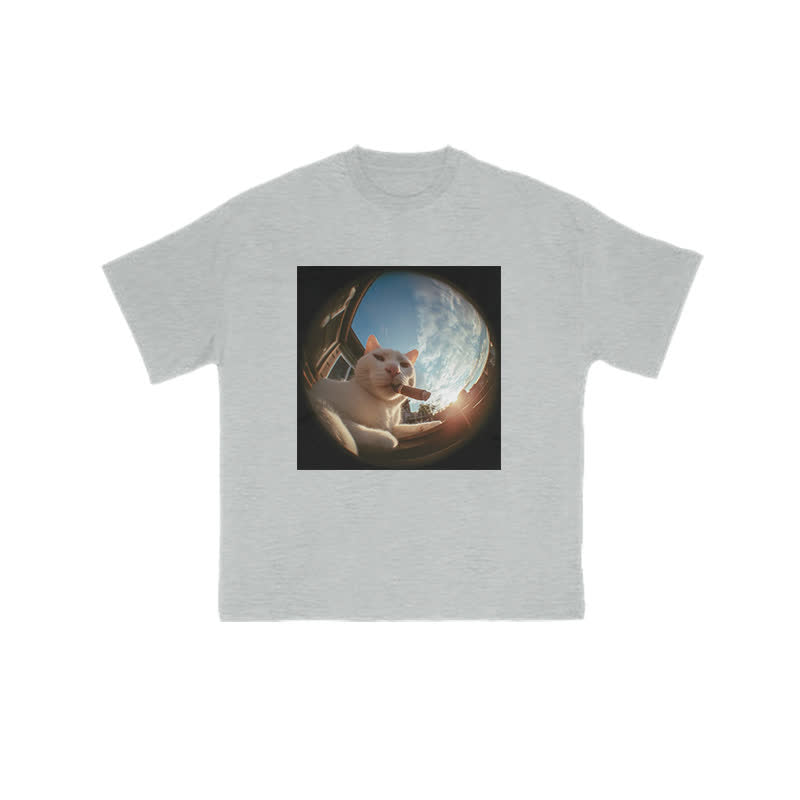 Unisex 100% Cat In Camera Print T-shirt