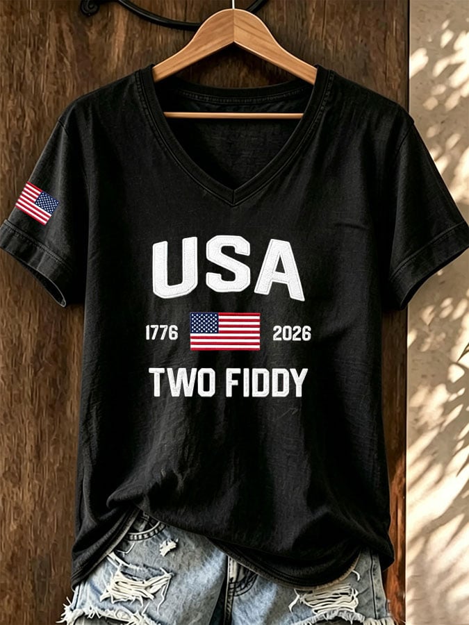 Women's Casual Two Fiddy Print Short-Sleeve T-Shirt