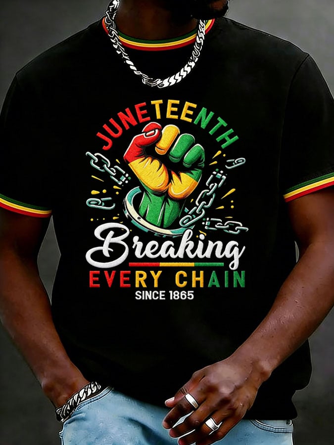 Men's Juneteenth Breaking Every Chain Printed Casual T-shirt