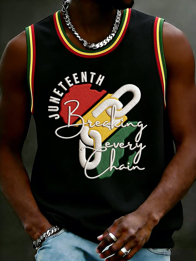Men's Juneteenth Breaking Every Chain Print Polo Shirt