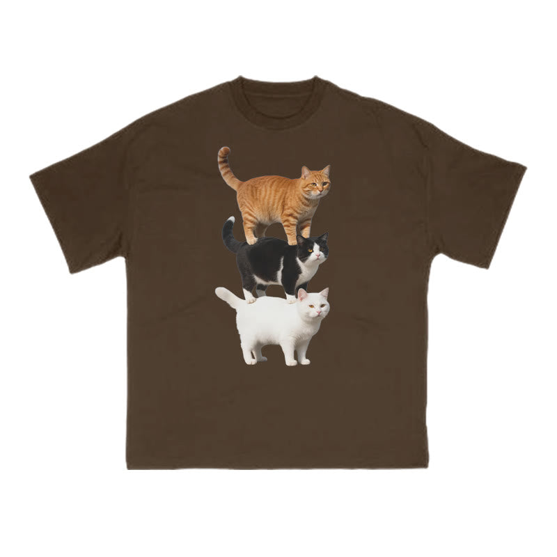 Funny Parody Animation Cat Print T-shirt