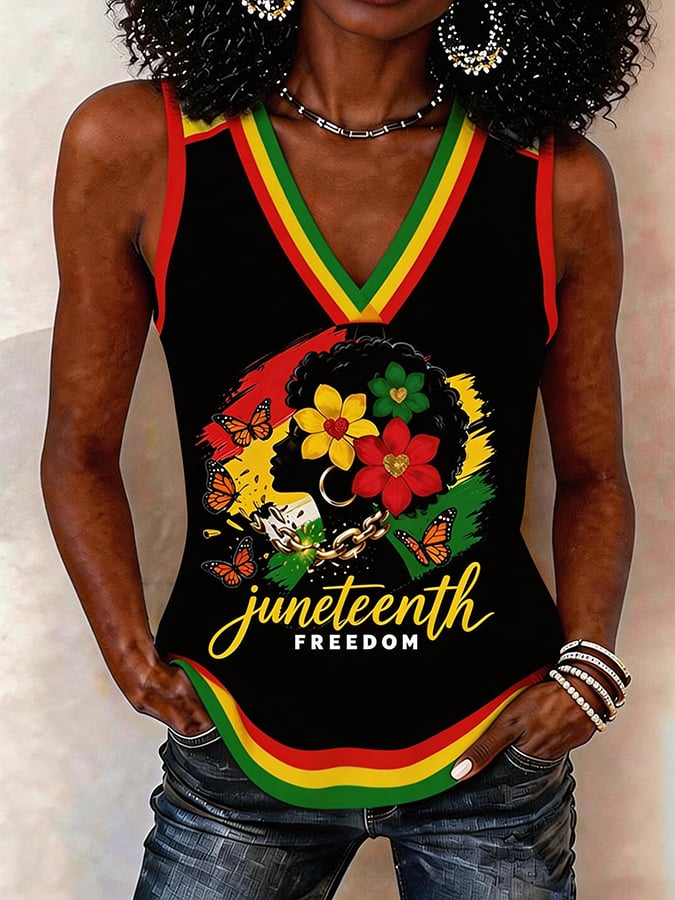 Juneteenth Freedom Day Women'S Black Juneteenth Printed Vest
