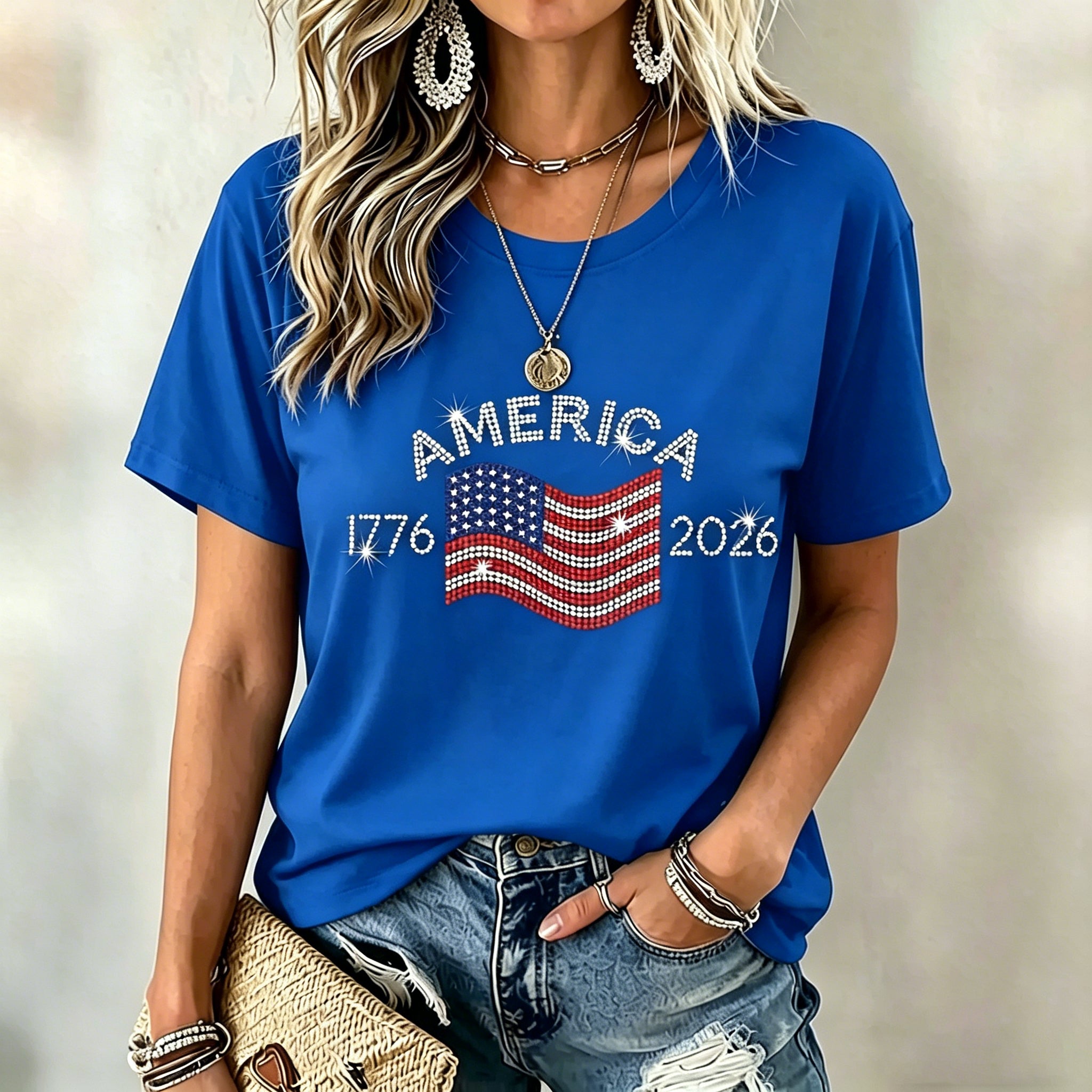 Women's Vintage Flag Art Print Tshirt