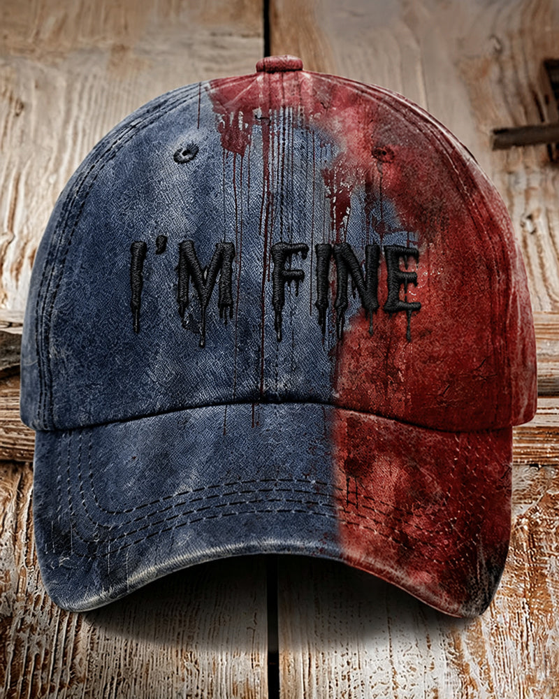 Unisex "I'm Fine Bloody Halloween" Printed Cap