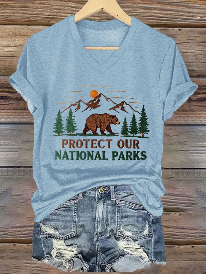 Women's National Park Print Casual T-Shirt
