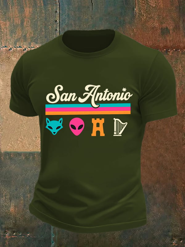 Men's San Print Round Neck T-shirt