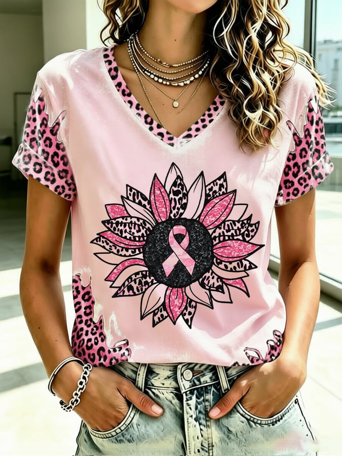 Women's Retro Breast Cancer Awareness Print Top