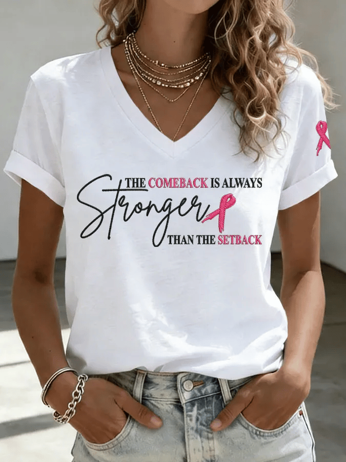 Women's Breast Cancer Awareness Print T-shirt