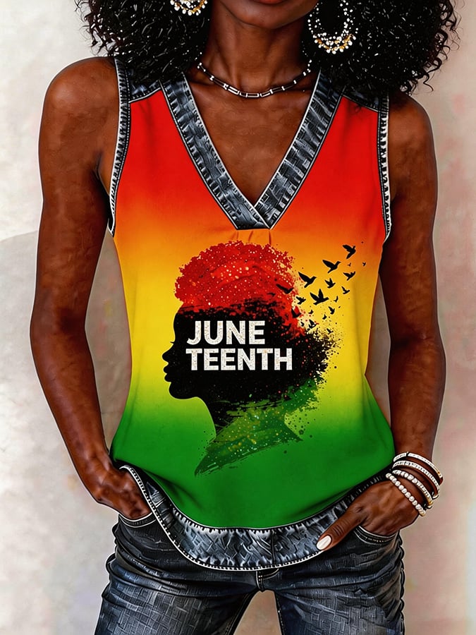 Juneteenth Freedom Day Women'S Black Juneteenth Printed Vest