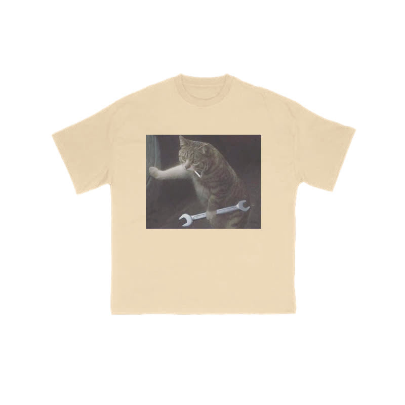 Unisex 100% Overlord Cat Print T-shirt
