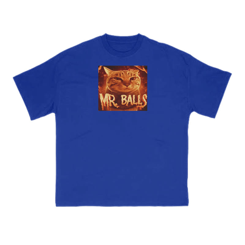 Funny Meme Cat Mr. Balls Print T-shirt