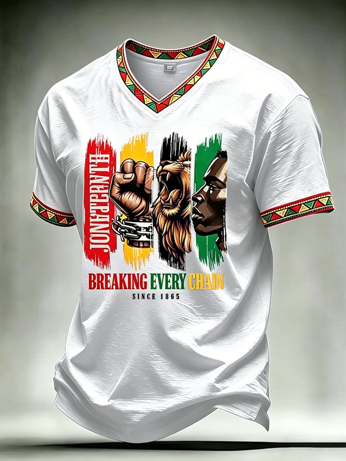 Men's Juneteenth Breaking Every Chain We Rise Printed Casual T-shirt