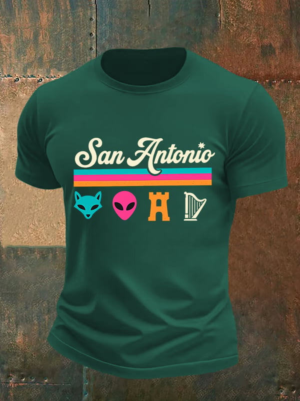 Men's San Print Round Neck T-shirt