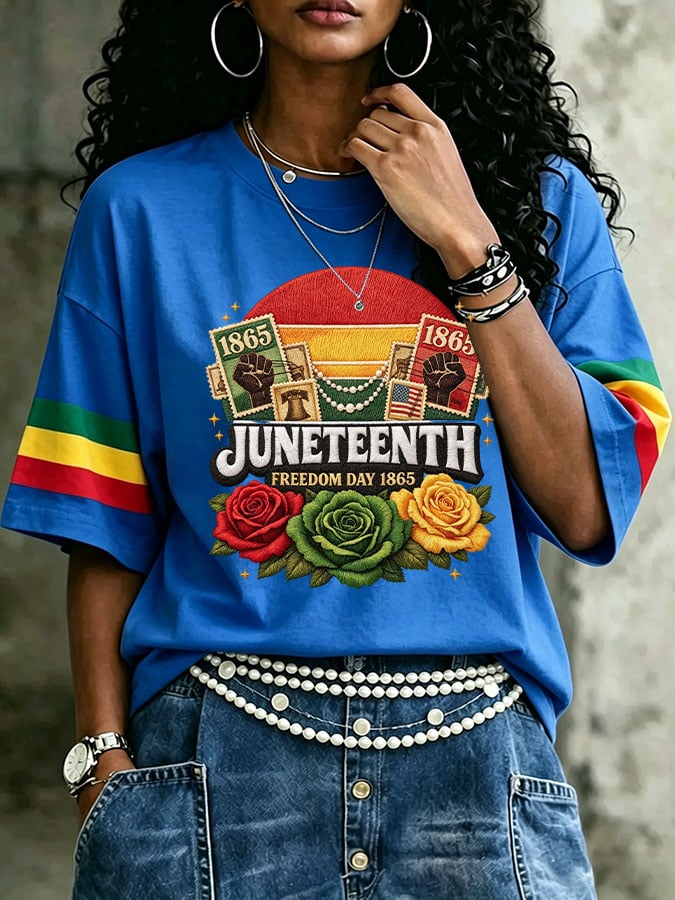 Women's Juneteenth Freedom Day Print Casual T-shirt