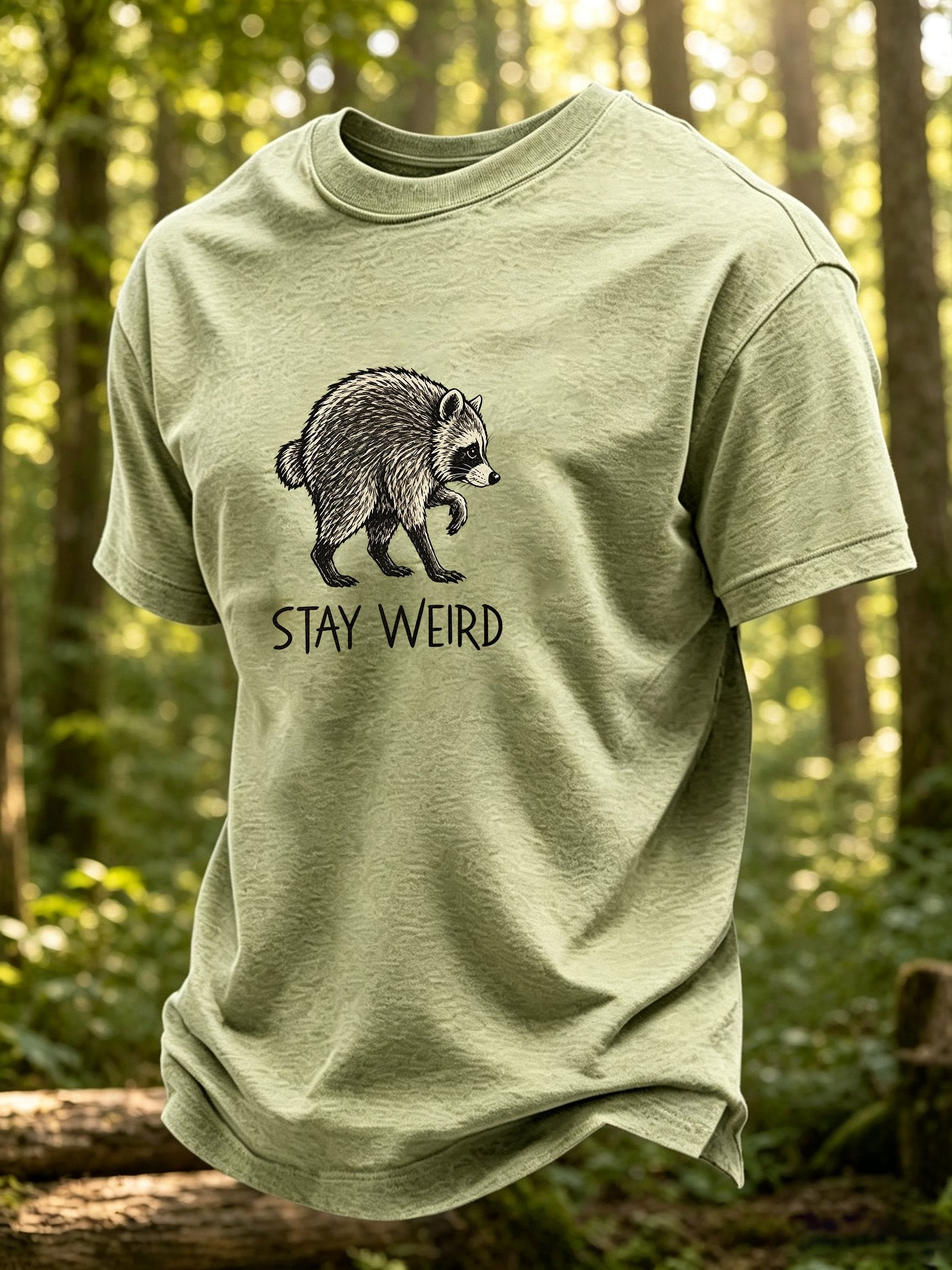 Men's Retro Jimothy Raccoon Printed Casual T-Shirt