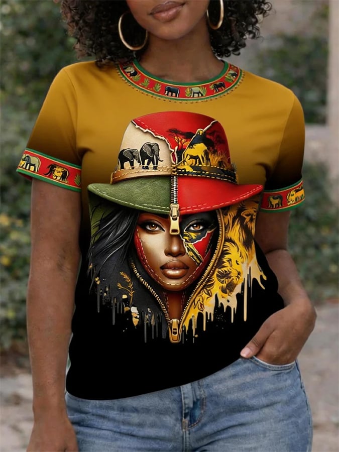 Women's African Pride Print Short-Sleeve T-Shirt
