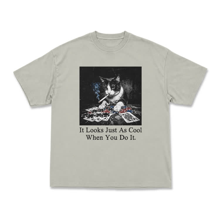 Vintage Smoking Cat Graphic T-Shirt