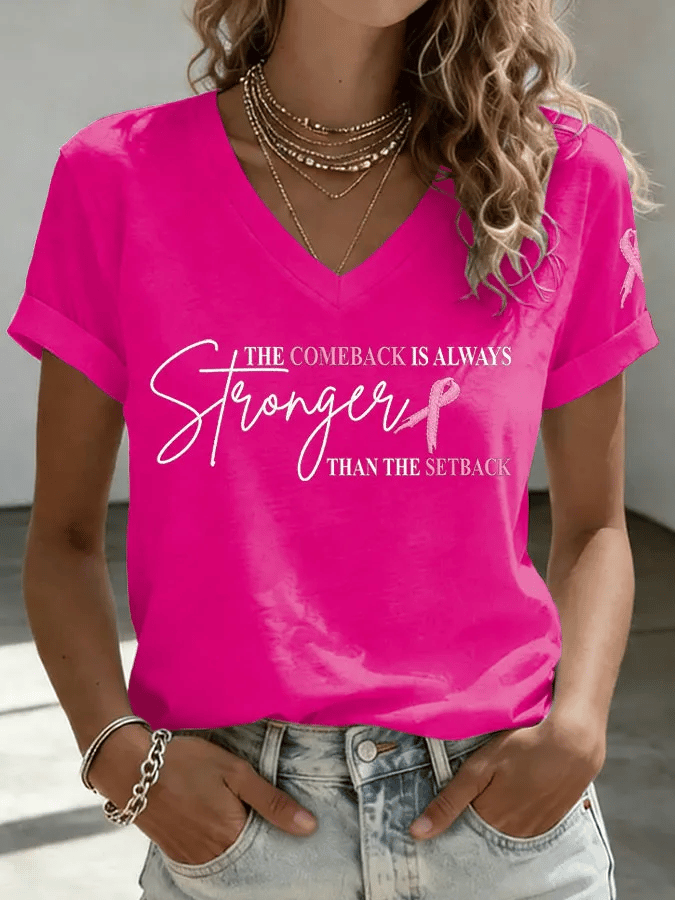 Women's Breast Cancer Awareness Print T-shirt