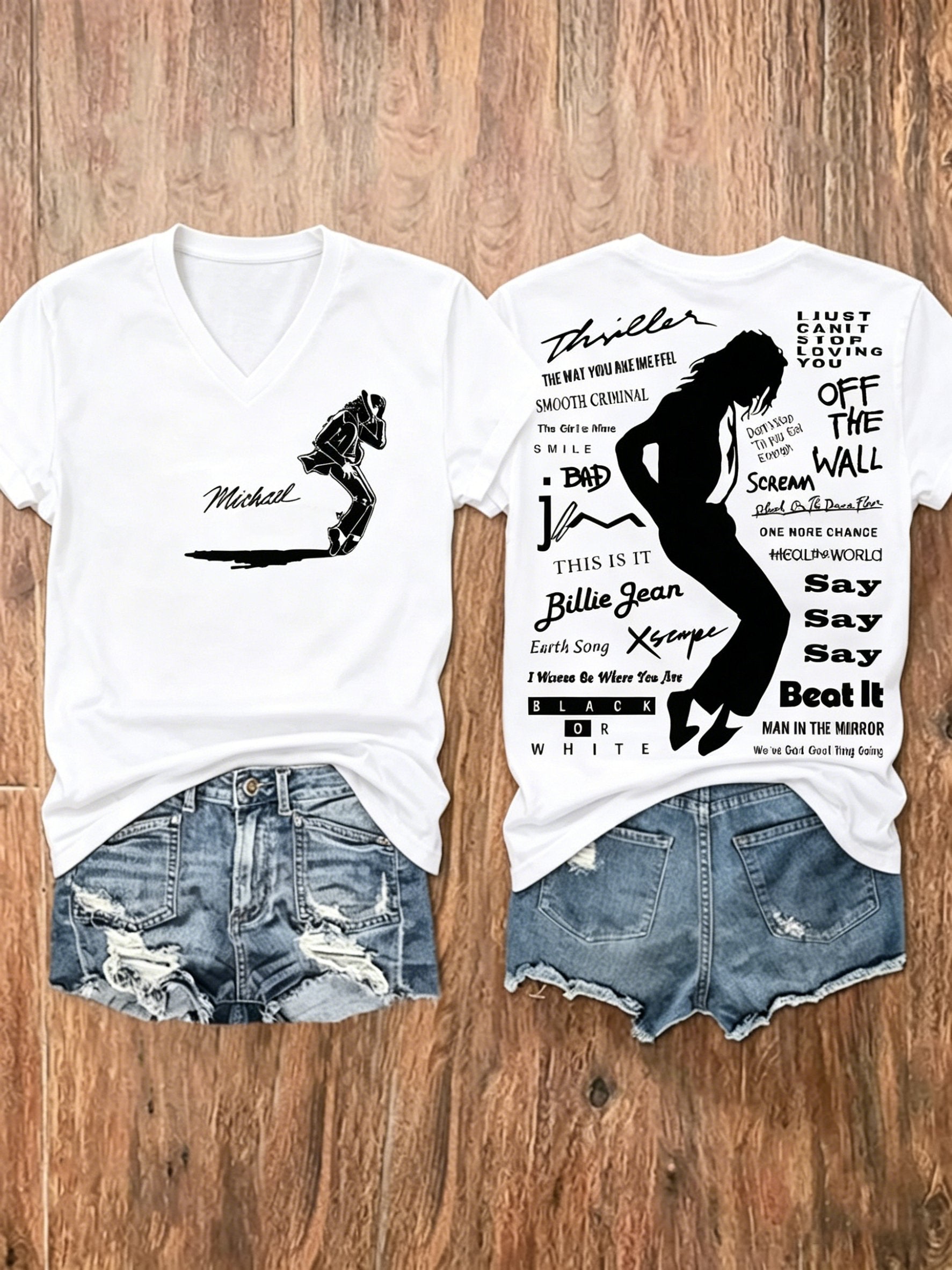 Women's Superstar Art Print V Neck T-shirt
