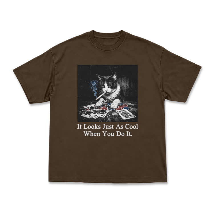 Vintage Smoking Cat Graphic T-Shirt