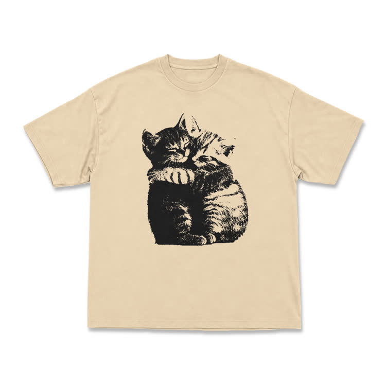 Modern Cat Artwork Casual T-Shirt