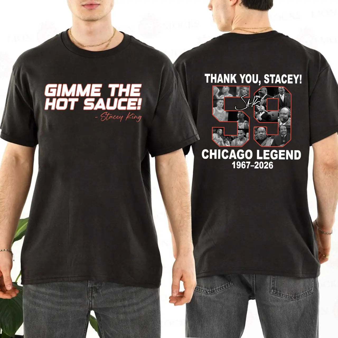 Stacey King Chicago Basketball Legend Double Sided Fan Shirt