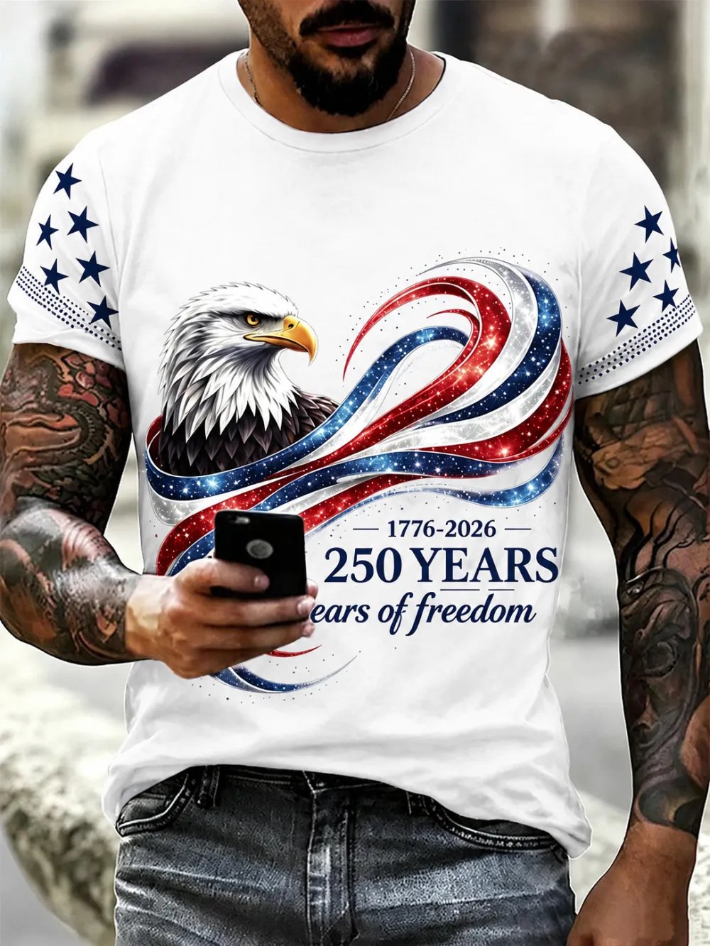 Men's American Anniversary Short-Sleeve Crew Neck T-Shirt