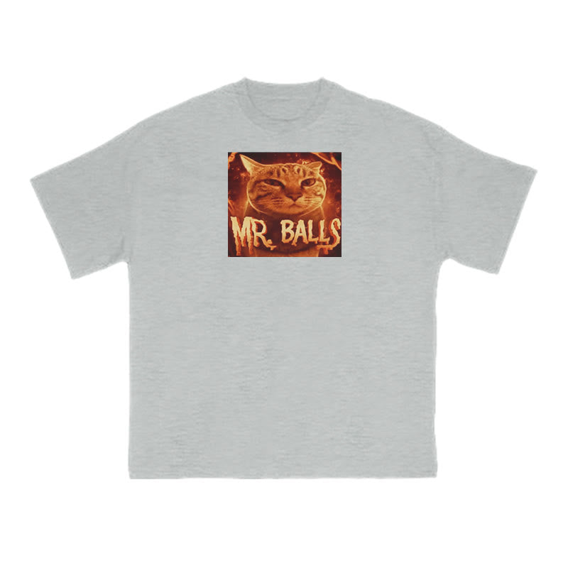Funny Meme Cat Mr. Balls Print T-shirt