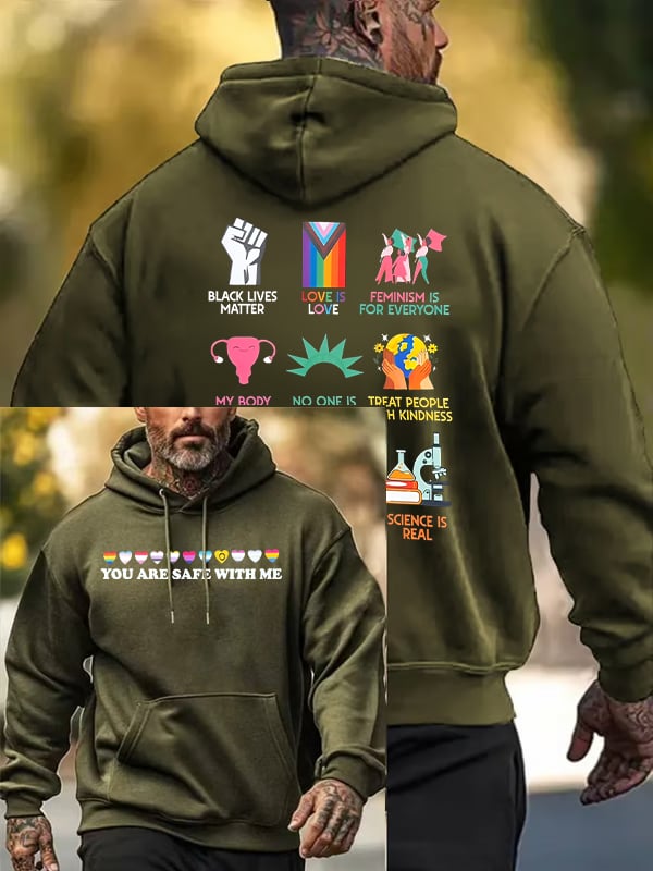 Men's  You are safe with me  Print  Hoodie