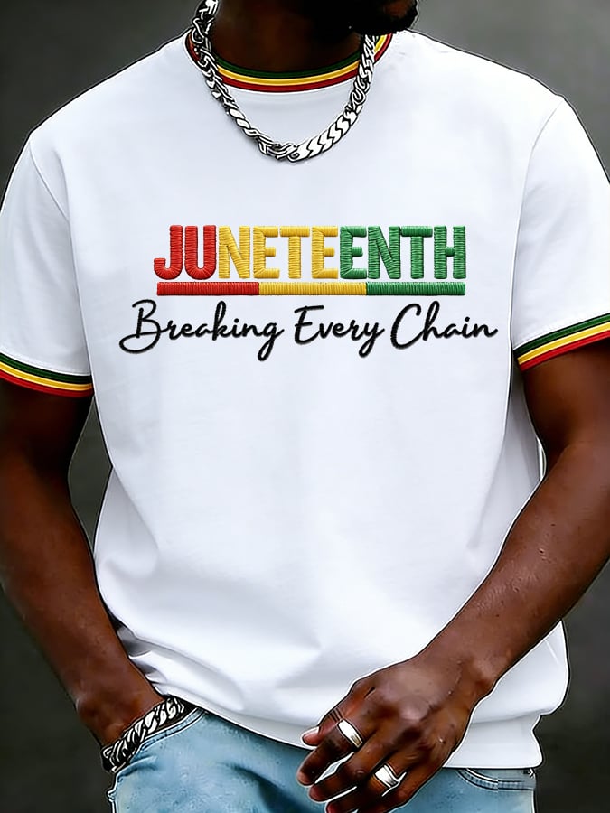 Men's Juneteenth Breaking Every Chain Printed Casual T-shirt