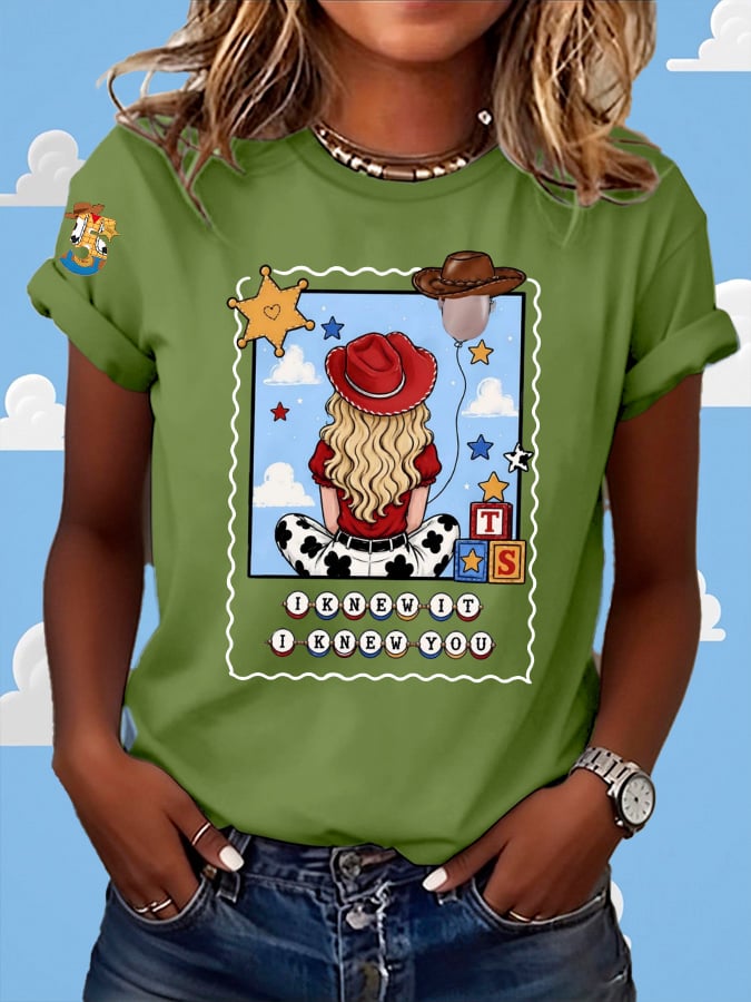 Women's Retro I Knew It Print Casual T-shirt