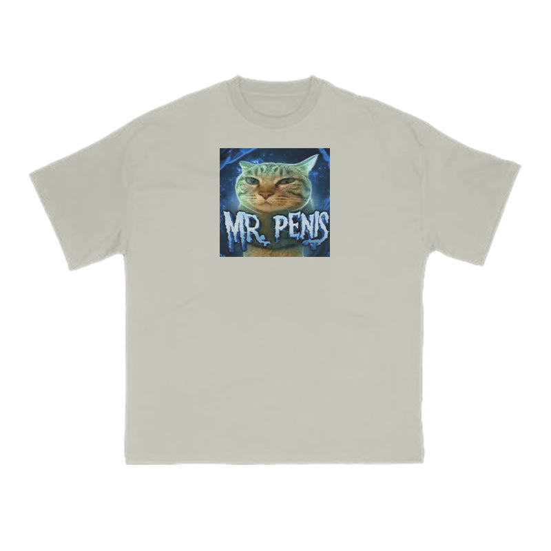 Funny Meme Cat Mr. Penis Print T-shirt