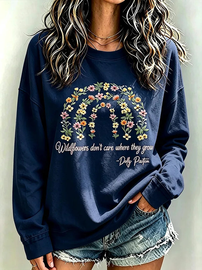 Women's Wildflowers Don'T Care Where They Grow — Dolly Parton  Print T-Shirt