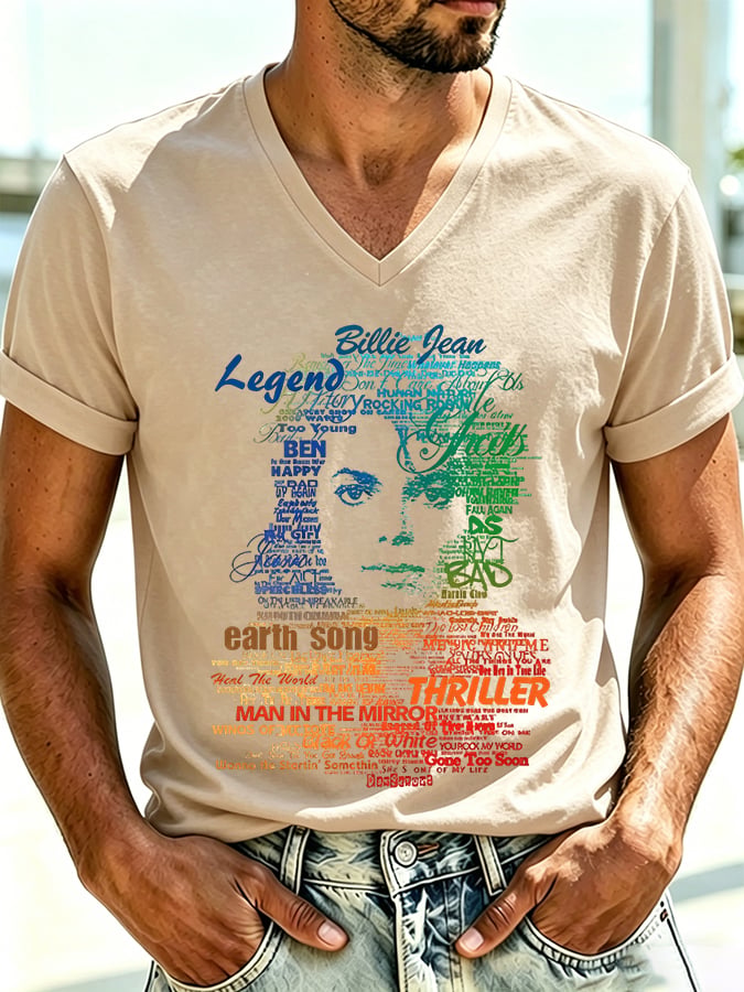 Men's Pop Music Inspired Printed  T-Shirt