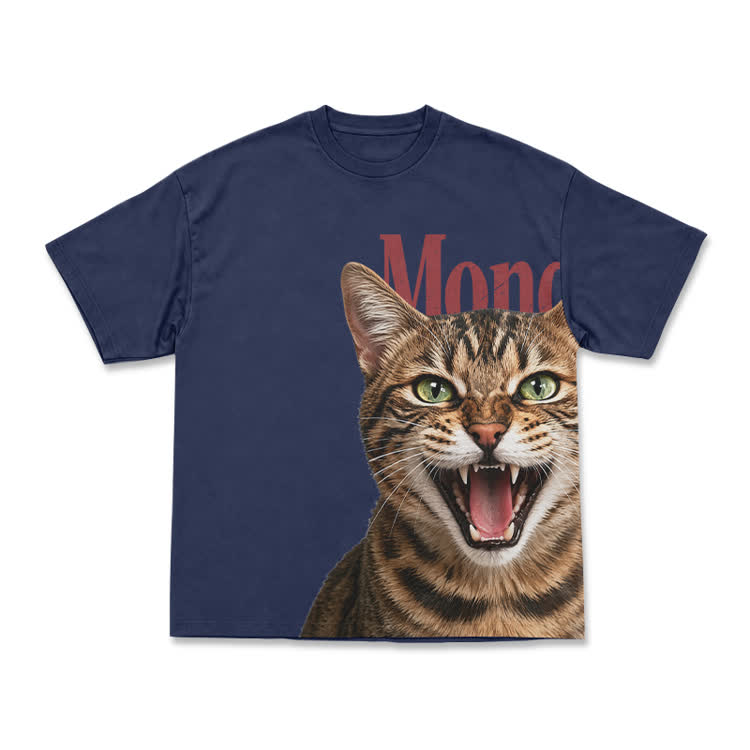 Expressive Tabby Cat Print Graphic T-Shirt