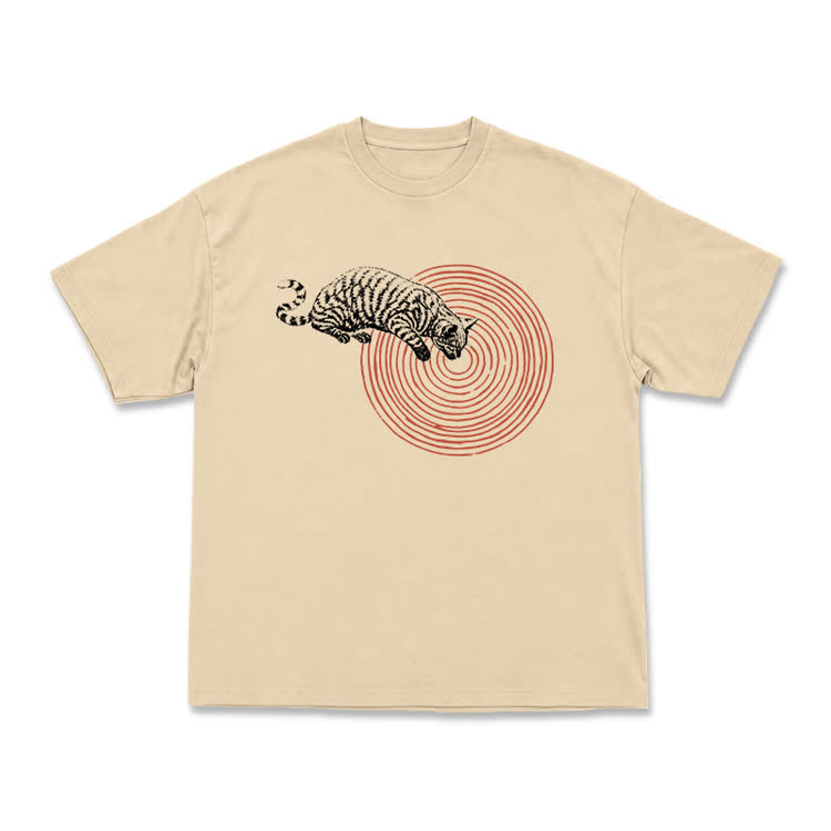 Casual Cat Target Graphic Print T-shirt