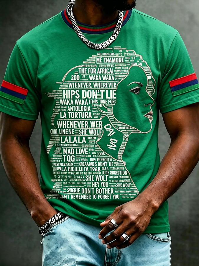 Men's World Cup Theme — "Dai Dai" Crew Neck, Short-Sleeve Printed T-Shirt