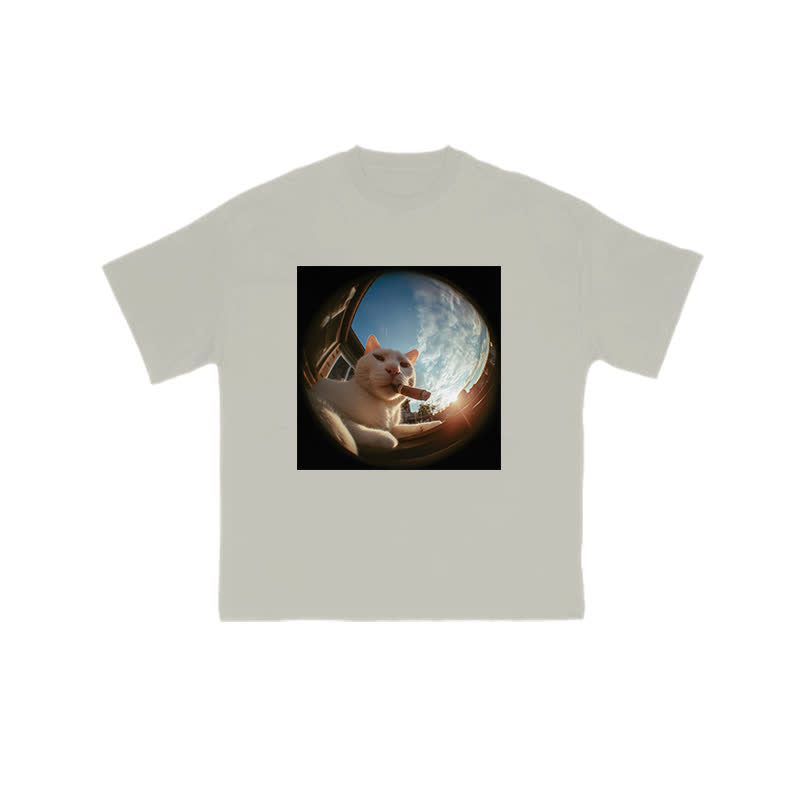 Unisex 100% Cat In Camera Print T-shirt