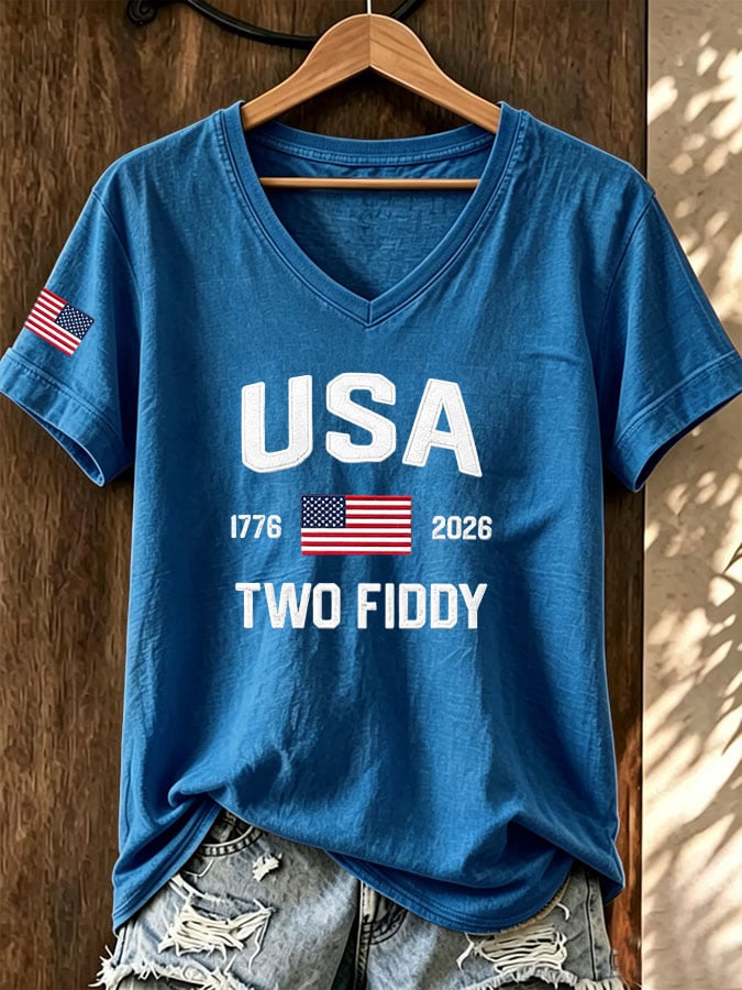 Women's Casual Two Fiddy Print Short-Sleeve T-Shirt