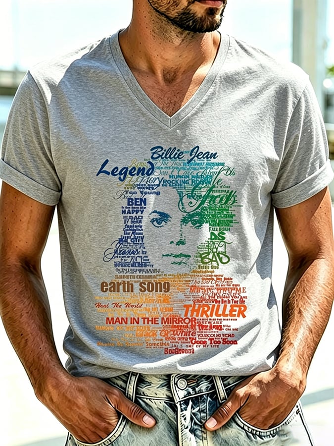 Men's Pop Music Inspired Printed  T-Shirt