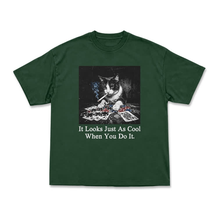 Vintage Smoking Cat Graphic T-Shirt