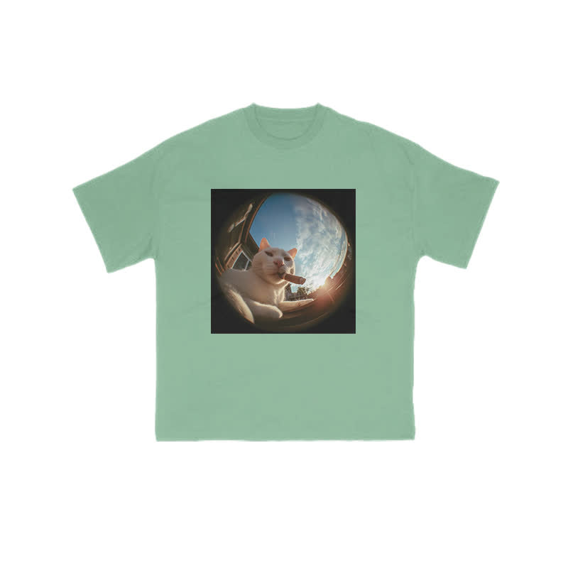 Unisex 100% Cat In Camera Print T-shirt