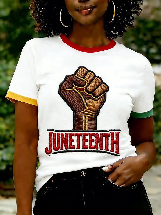 Women'S Casual Juneteenth-Themed Short-Sleeve Crewneck T-Shirt