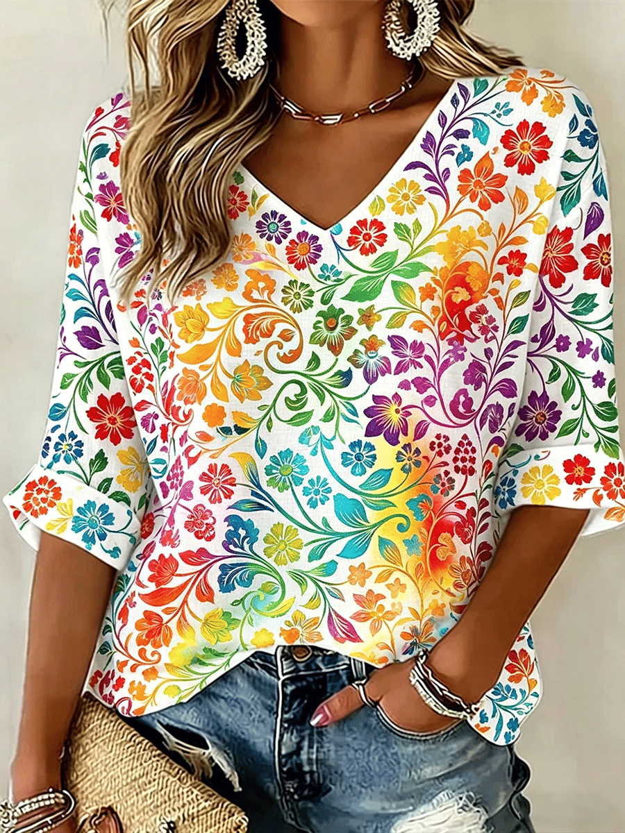 Women's Rainbow Pride Art Printed Casual Top