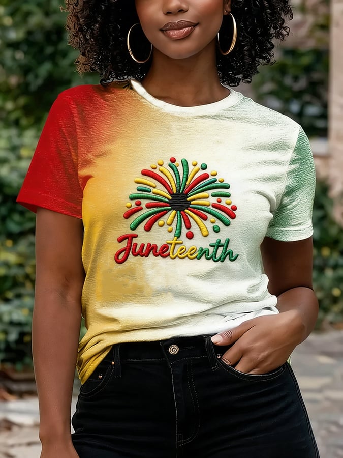 Women's Juneteenth Print Casual T-shirt