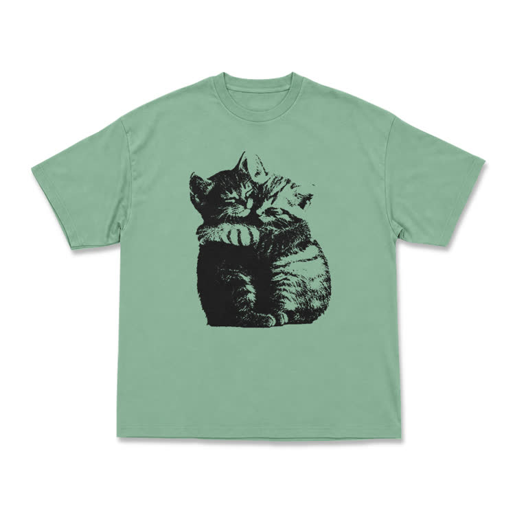 Modern Cat Artwork Casual T-Shirt