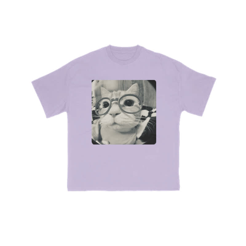 Unisex 100% Cute Cat Staring At You Print T-shirt