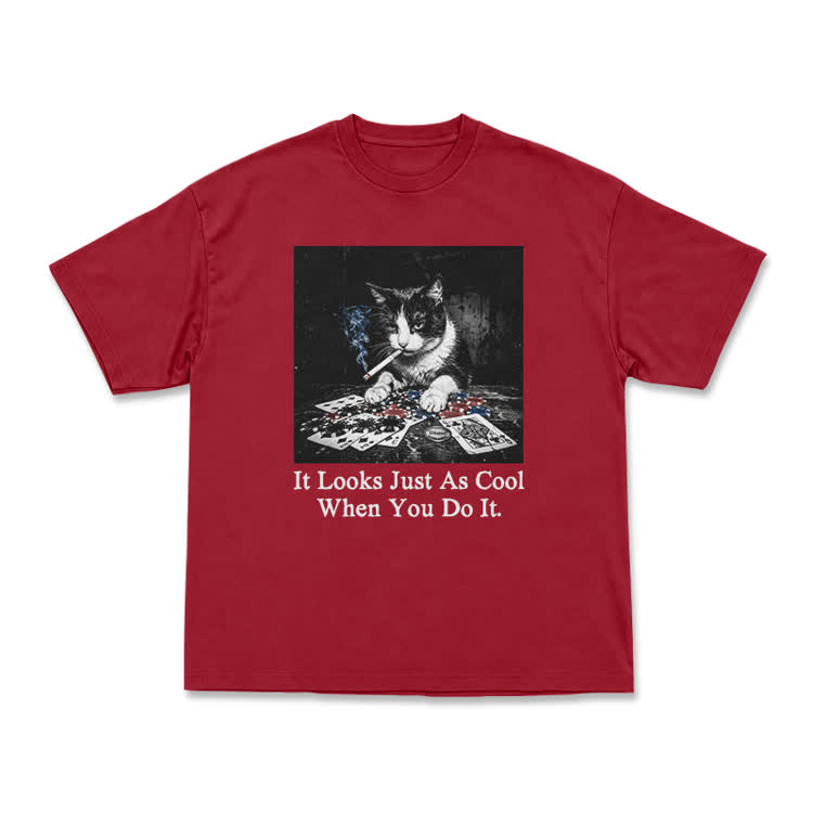 Vintage Smoking Cat Graphic T-Shirt
