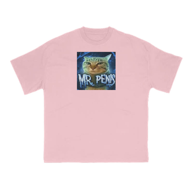 Funny Meme Cat Mr. Penis Print T-shirt
